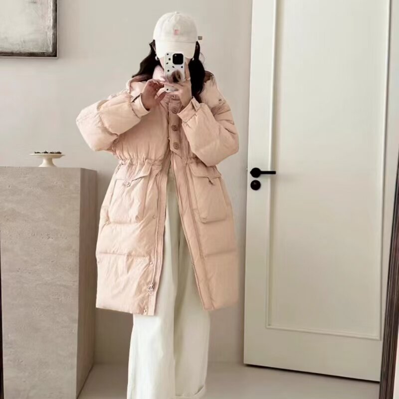 爆款粉色羽绒服女冬季新款韩版时羽绒服