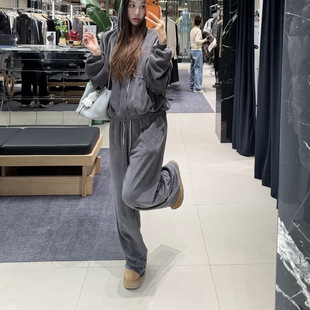 卫裤 女士 休闲裤 天鹅绒华夫水钻运动裤 AIM