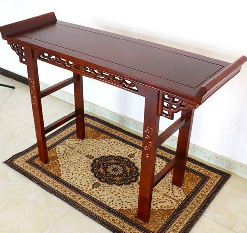 明清中式木条供桌雕刻靠墙条案