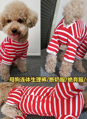 狗狗四脚衣服母狗连体生理裤月经姨妈避孕全包裹防骚扰防乱尿纯棉