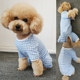 泰迪比熊狗狗四脚衣纯棉蓝色格子小清新包肚子护肚断奶绝育术春装