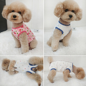 秋冬泰迪母狗狗夹棉保暖背心防着凉防舔纯棉卡通护肚包肚子衣服