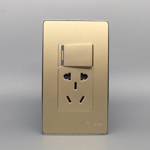 金色银边120型插座带开关面板 一开双控五孔单1开5眼一开二三插
