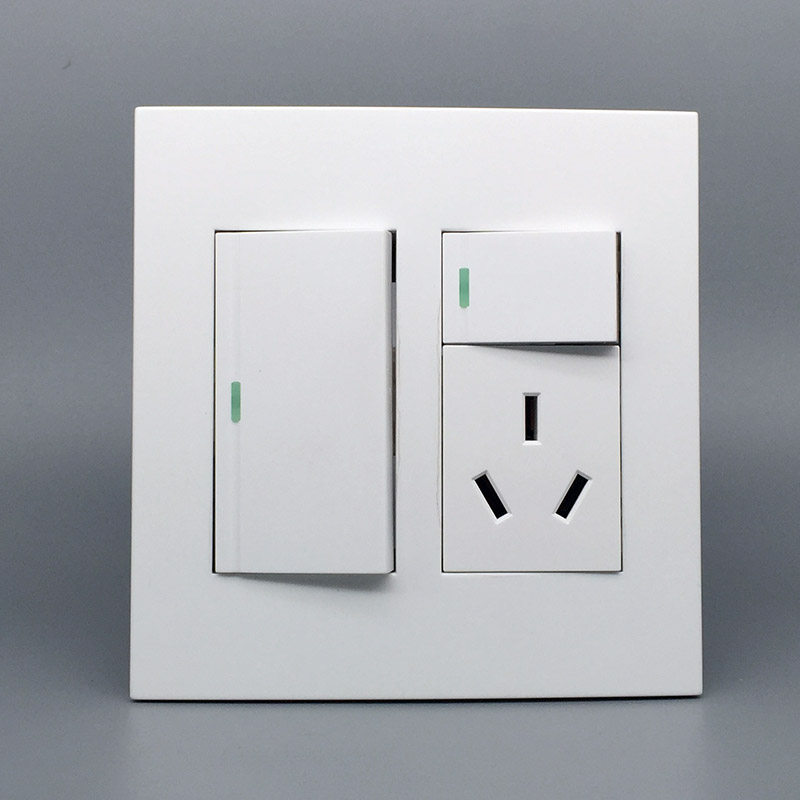120型三孔(16A)插座面板 二开双控开关带3眼空调插口2开家用面板