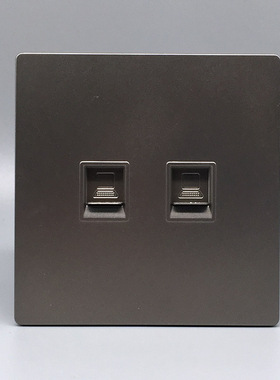 灰色86型双口千兆网络插座CAT6宽带信息面板两位六类网线电脑插座