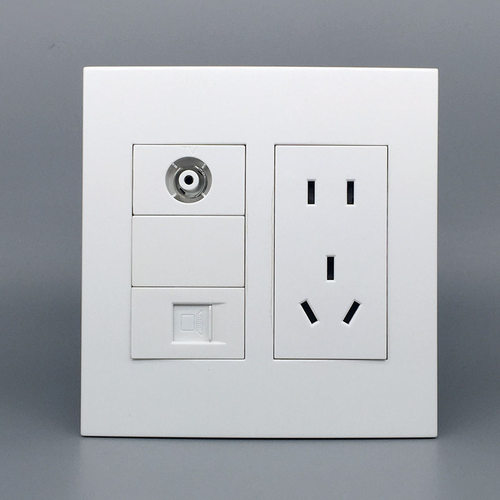 120型电视电脑插座面板 五孔电源+六类网络+电视TV 有线数字电视