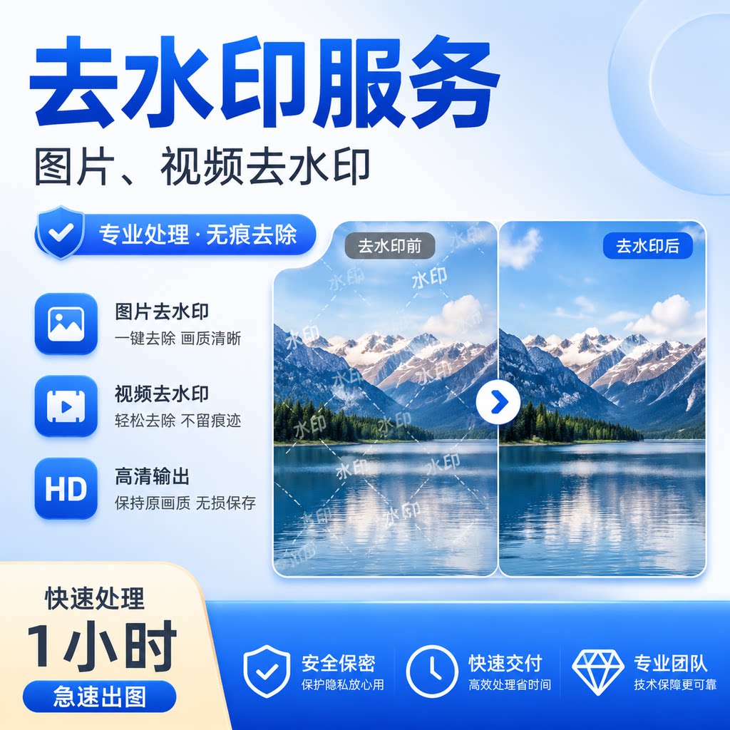 专业P图改字去水印高清人工处理图片