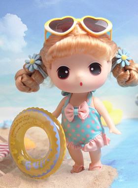 冬己蓝色波点泳衣换装洋娃娃玩具迷糊娃娃公主玩偶衣服生日礼物女