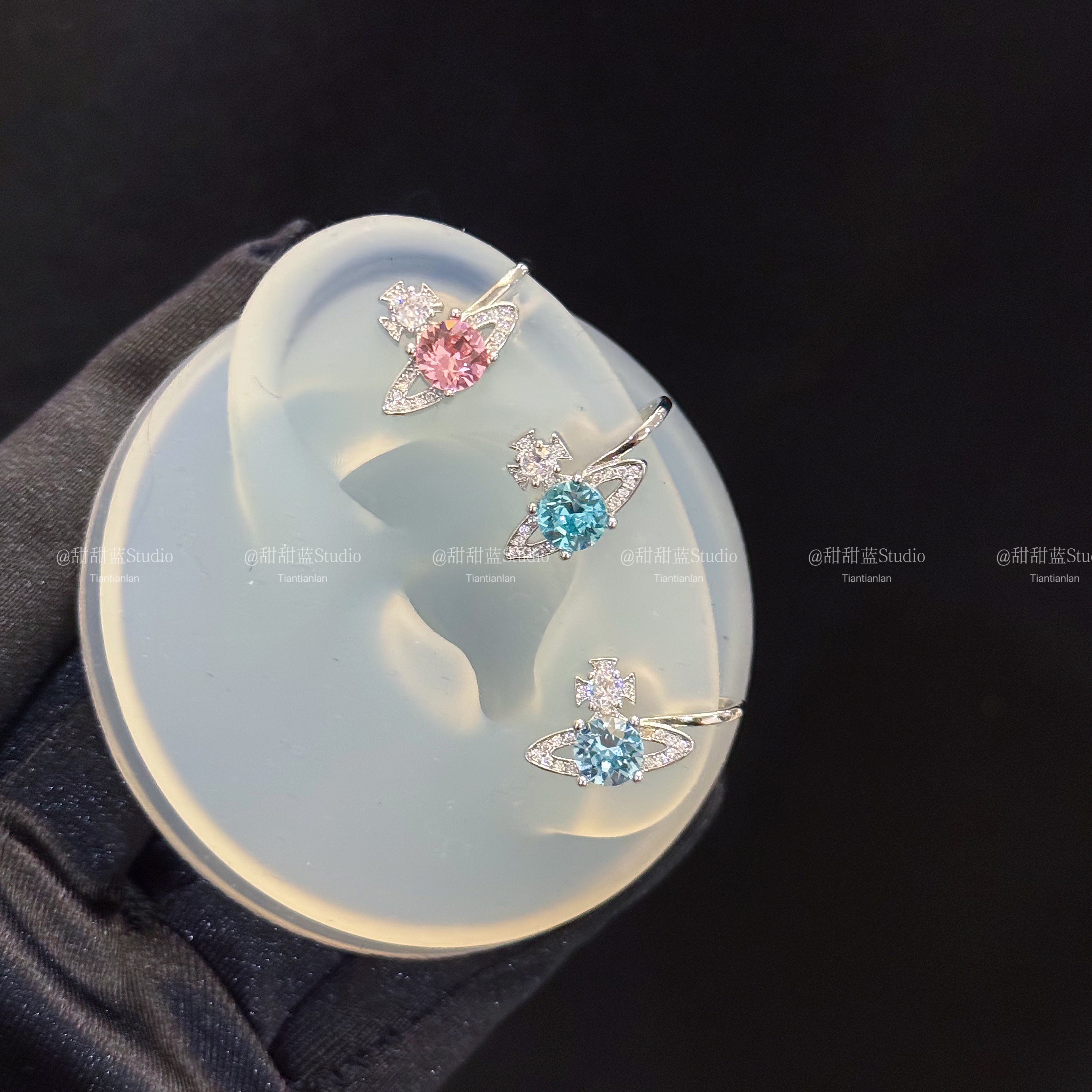 超闪!西太后土星耳骨夹华子饰品耳夹无耳洞可戴轻奢小众耳饰