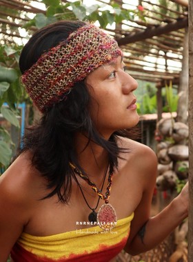 嬉皮手工发带波西米亚复古发饰小众汉麻丝绸头带男瑜伽冥想发饰女