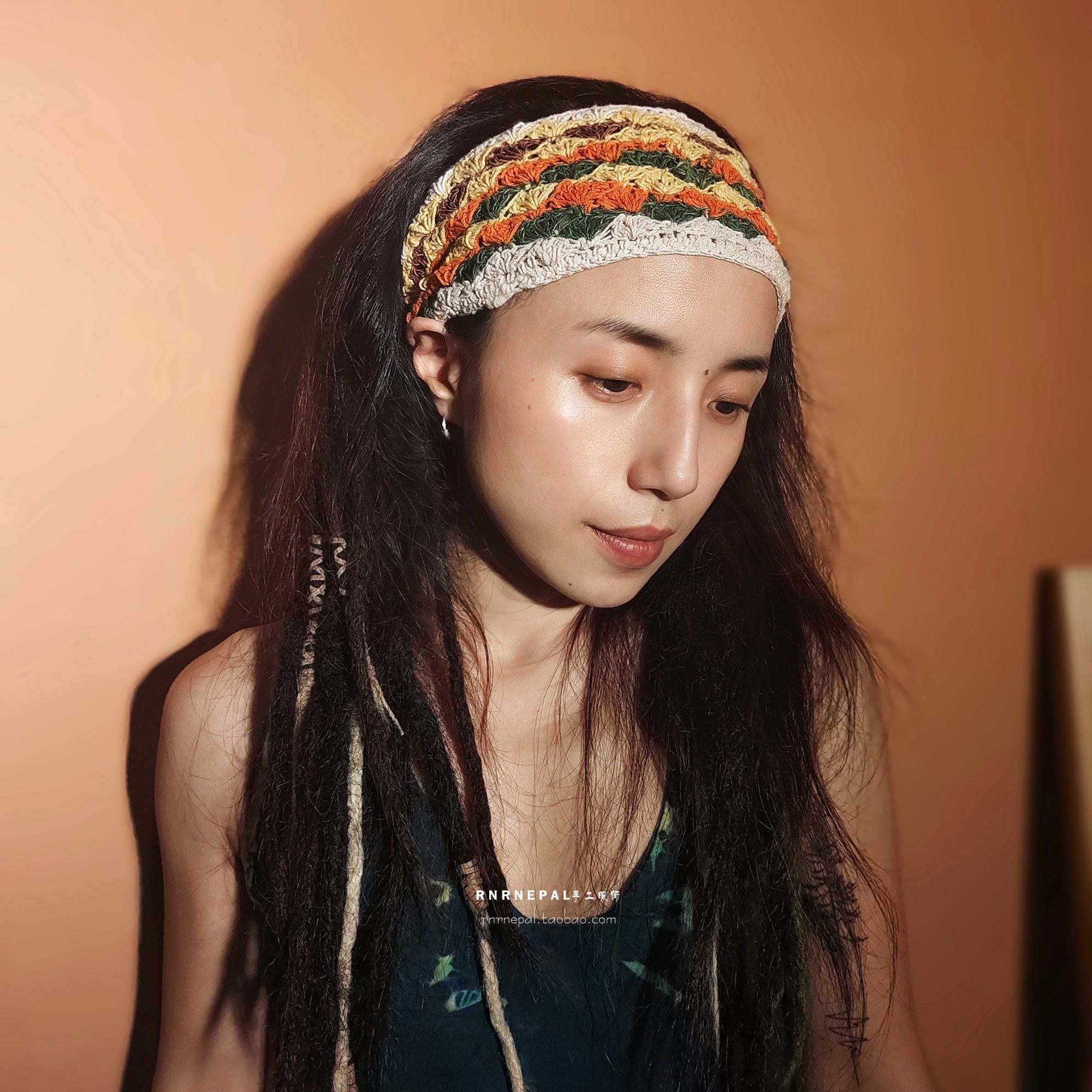 波西米亚手工钩织尼泊尔棉麻发带