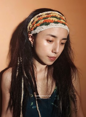 波西米亚发带手工钩织尼泊尔发箍棉麻头饰女脏辫头带男dreadlocks