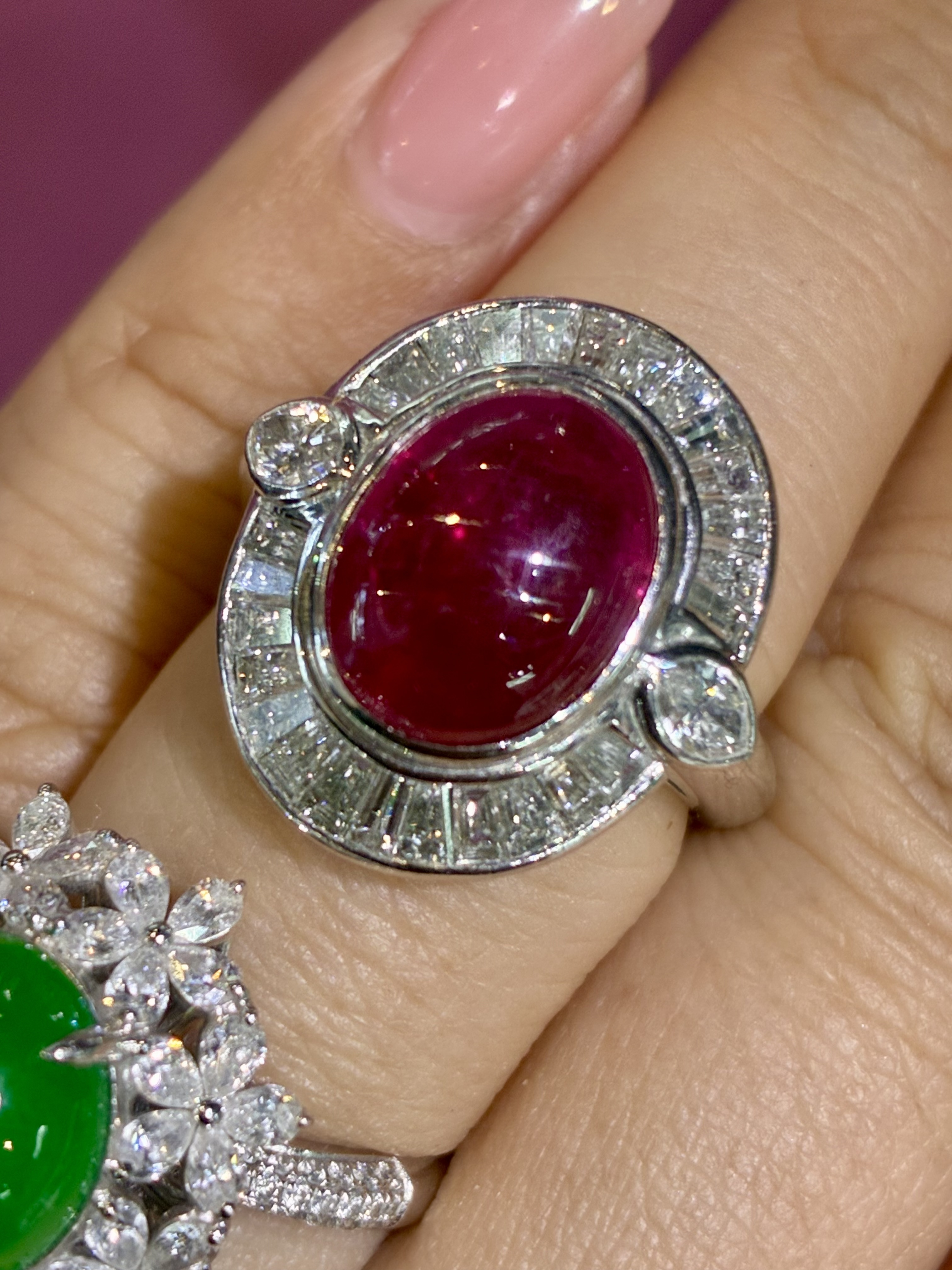 亏本卖 超级大漏8克拉 天然大红宝石钻戒 1.8克拉钻石Pt镶14克多