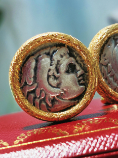 银币 真古币 18K黄金 大力神古币耳环耳拍款