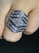 亏本卖3克拉宽版 万内 豪华钻戒19克多重工Pt铂金钻石戒指21.3mm