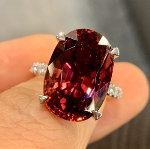 28800 12克拉 桃红玫瑰稀有带霓虹感 18K满钻卢比来戒指钻石1克拉