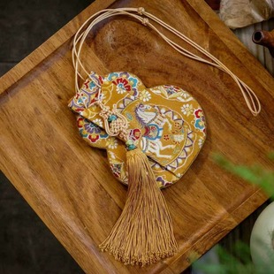 马上有福宋锦葫芦袋 真丝织金宋锦纯手工缝制 传统中国结配回笼须