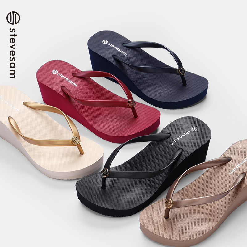 stevesam夏季新款人字拖高跟鞋女防滑厚底增高显瘦沙滩休闲凉拖鞋,女鞋,人字拖,淘宝优惠券,粉丝福利购,淘宝优惠卷