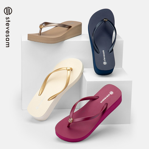 Stevesam海边度假坡跟简约人字拖