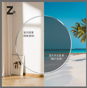 一镜两用树脂超薄近视眼镜太阳 ZIRETRO智能光感变眼镜片定制墨镜