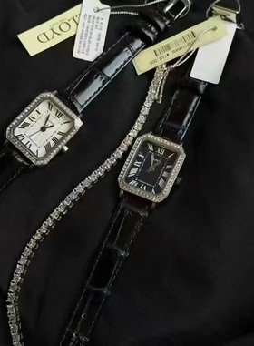 LLOYD 2026 简约精致镶钻方形表盘罗马数字皮带手表