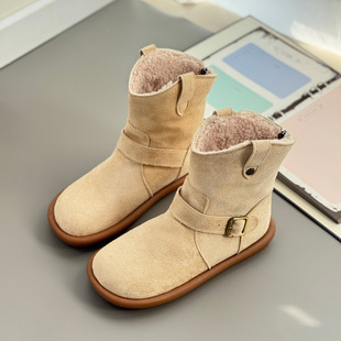 2025新款 秋冬复古雪地靴女加绒保暖棉靴平跟软底短靴马丁靴女靴子