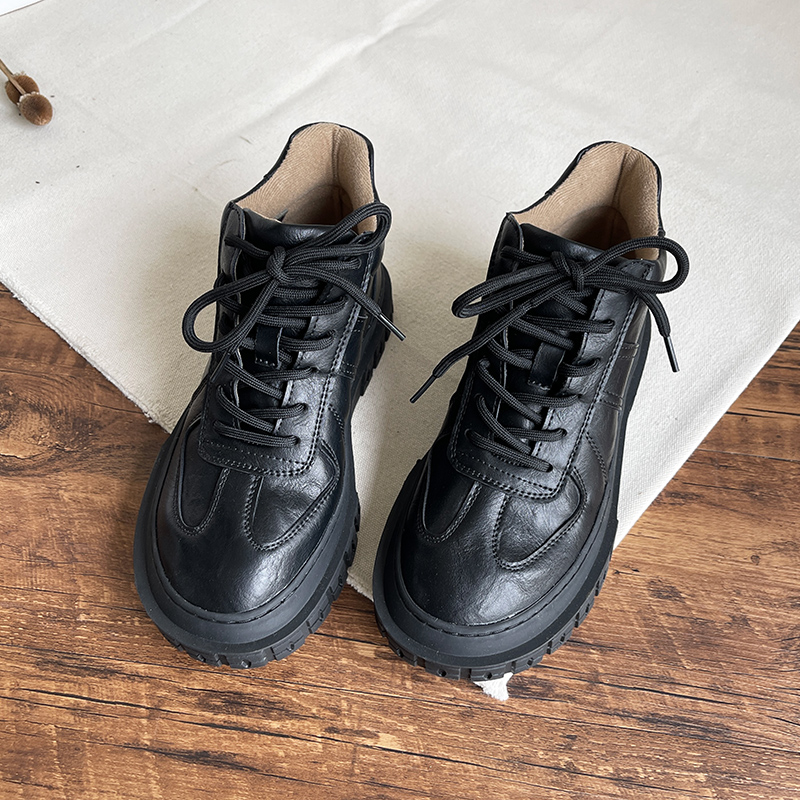 英伦风马丁靴女松糕跟加绒棉靴