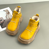 巷拙2025冬季 加绒保暖雪地靴厚底头层牛皮短筒靴真皮丑萌棉靴女靴