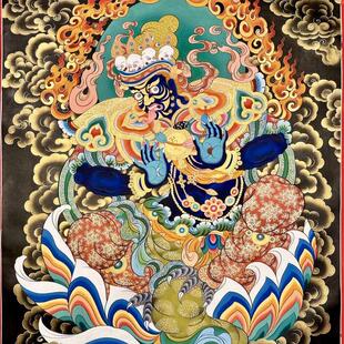 青海热贡画师加羊当周手绘矿物颜料唐卡画扎基拉姆尺幅100*70