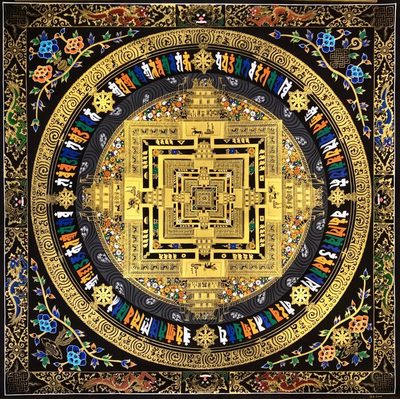 大气简约风水客厅背景墙玄关装饰艺术画手绘时轮金刚坛城四个尺寸