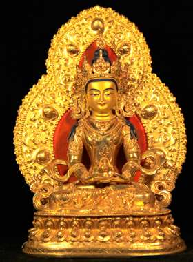 尼泊尔释迦族手工鎏金宗教风佛像