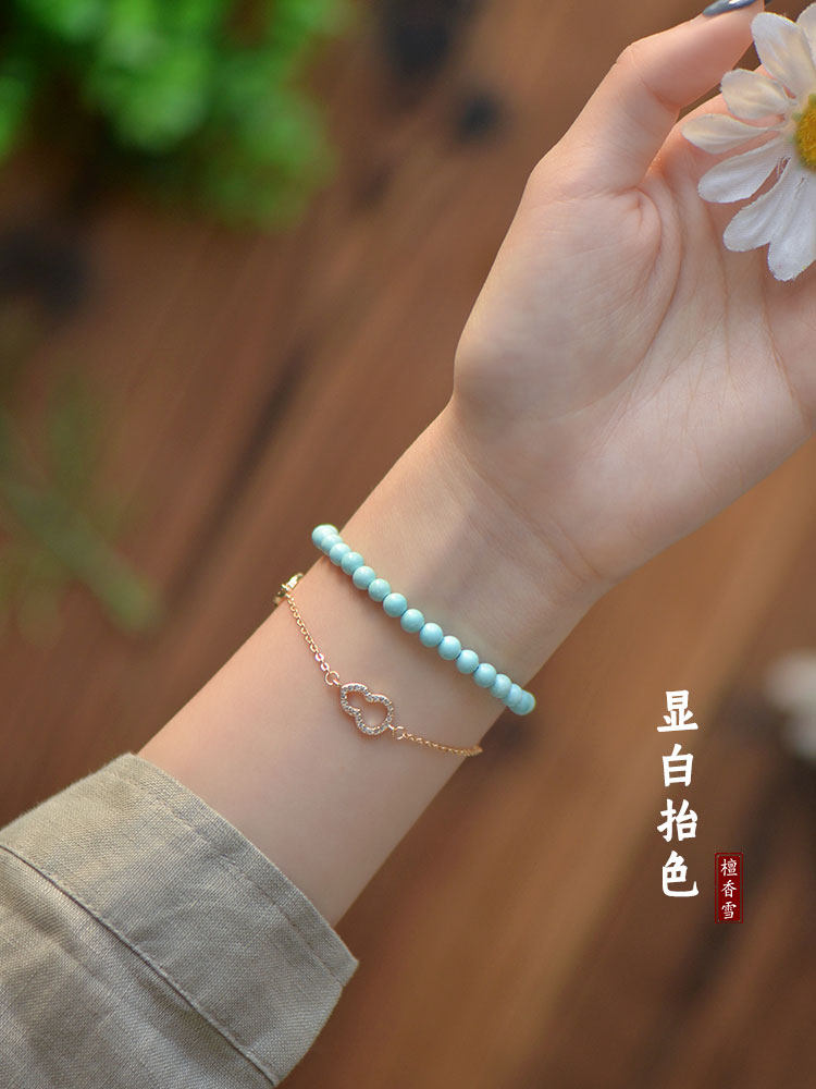 천연 광석 청록색 팔찌 높은 도자기 높은 파란색 접착제 주입 없음 염색 없음 가을 겨울 미백 및 여자 친구를위한 멋진 선물