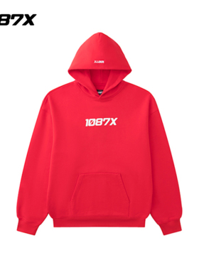 1087X黑标 logo印花连帽宽松套头长袖卫衣 450克重磅 男女同款