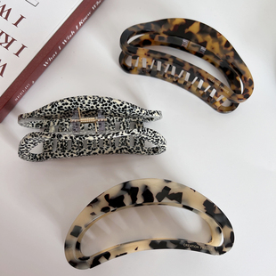 韩国进口FRANCE发夹镂空玳瑁弯月抓夹复古气质后脑勺盘发鲨鱼夹新