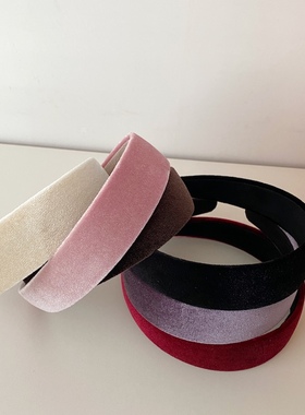 韩国东大门秋冬ins百搭紫色丝绒宽边发箍复古头箍不卡头洗脸发卡