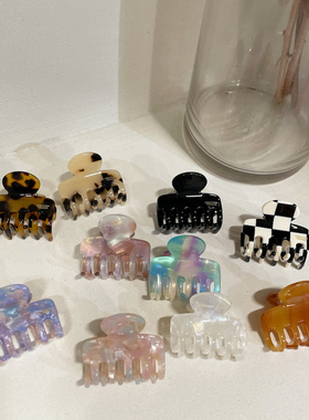 韩国东大门进口FRANCE亚克力炫彩绿色后脑勺半扎抓夹ins发抓复古