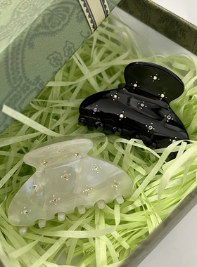 韩国高级感章若楠同款抓夹气质中号发量少后脑勺半扎鲨鱼夹黑色砖