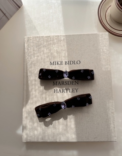 韩国进口复古丝绒双层蝴蝶结弹簧夹轻奢S家水晶紫色椭圆顶夹发夹