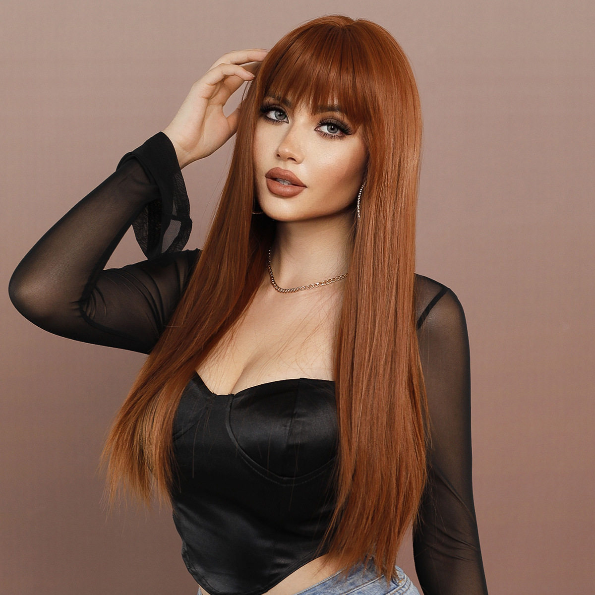 欧美假发长直发GingerWig全头套