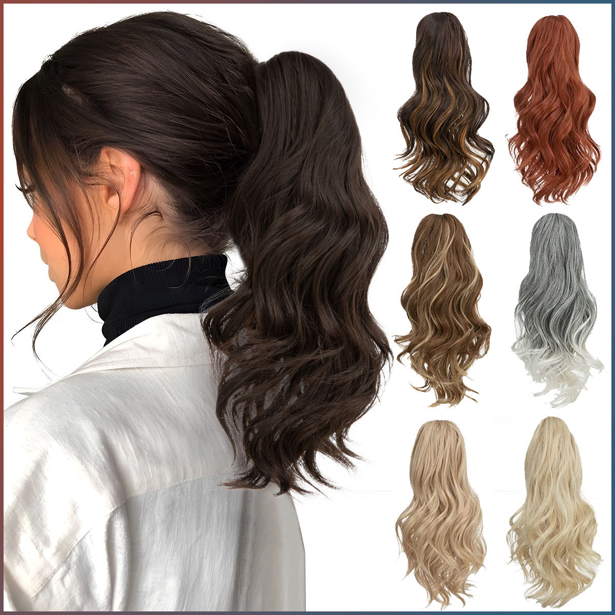 欧美假发女抓夹短卷发假发马尾辫蓬松自然短发高马尾ponytail wig