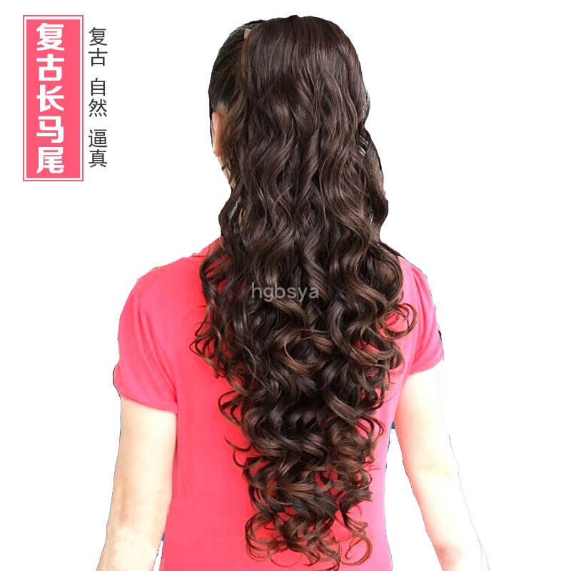 加厚系带马尾假发超长发假马尾