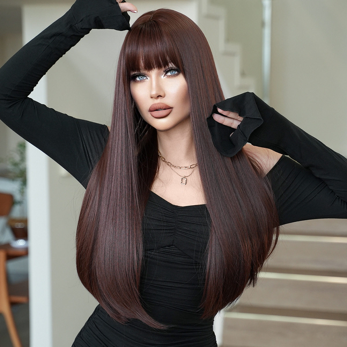 内扣长直发欧美假发Wigs