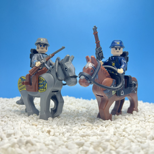 军事南北战争德克萨斯士兵康涅狄格州志愿兵人仔儿童拼装积木玩具