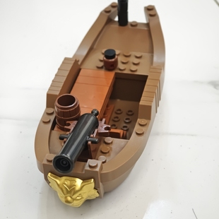 MOC积木古代军事战船小颗粒模型场景拼装海盗船火炮摆件可发射