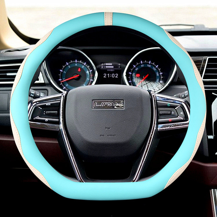 力帆轩朗 迈威专用汽车方向盘套D形平底把套皮夏季防滑透气男女款