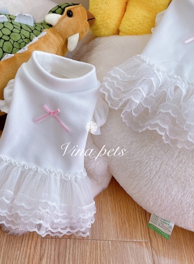 Vina手作 原创定制 泡泡袖打底纱裙 马尔济斯约克夏比熊泰迪狗狗