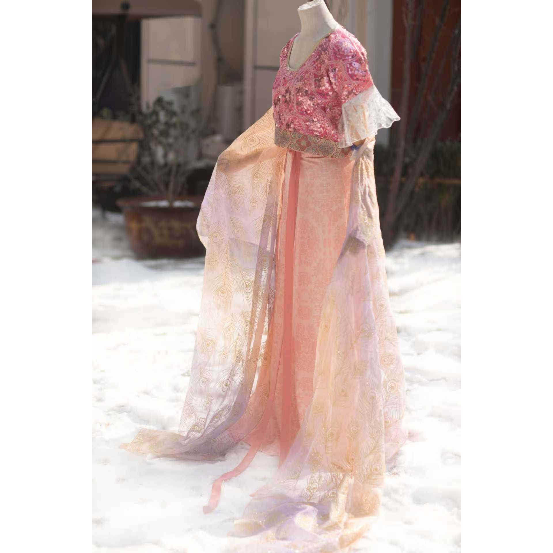 青泠谷玉奴舞衣唐背子杏粉高腰八破裙套装,女装/女士精品,汉服上装,淘宝优惠券,粉丝福利购,淘宝优惠卷