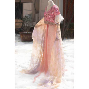 青泠谷玉奴舞衣唐背子杏粉高腰八破裙套装