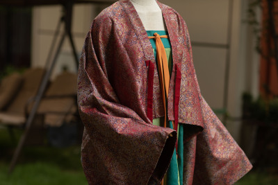 青泠谷仿宋锦加长版法门寺披衫春秋汉服