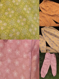 青泠谷小桃花青苹果全棉灯笼裤 有口袋